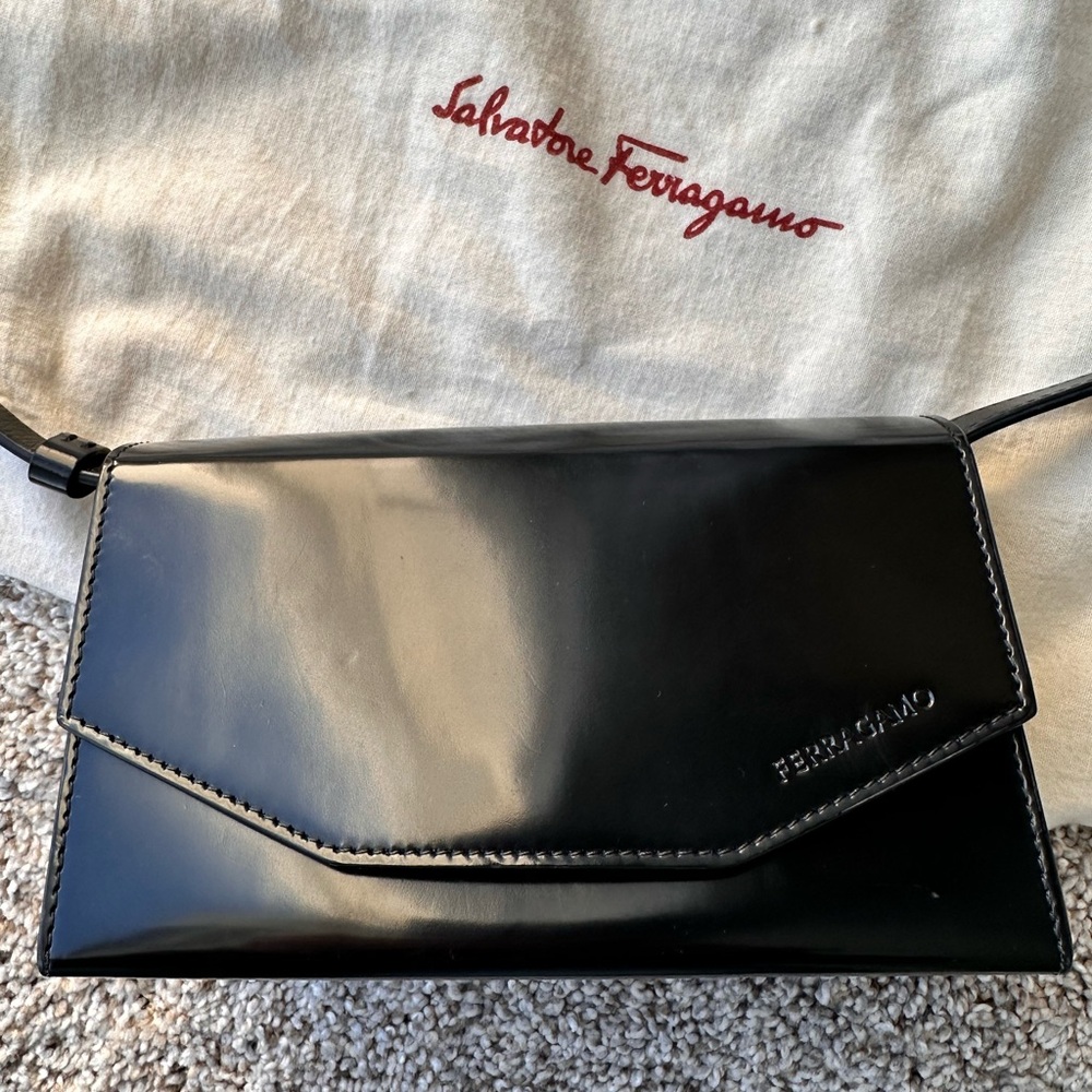 Salvatore Ferragamo Black Patent Leather Women's Bag